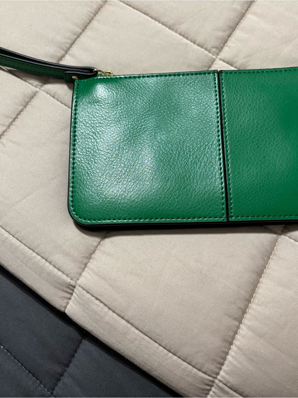 Green Leather Wristlet Clutch - Women's Bag